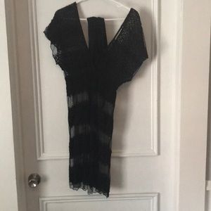 Black lace double v neck dress
